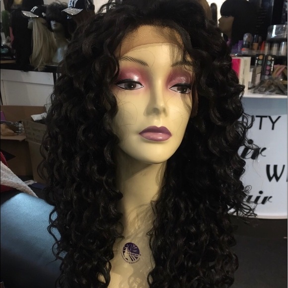 Black Curly Lacefront wig Freepart Swisslace Long main image 5